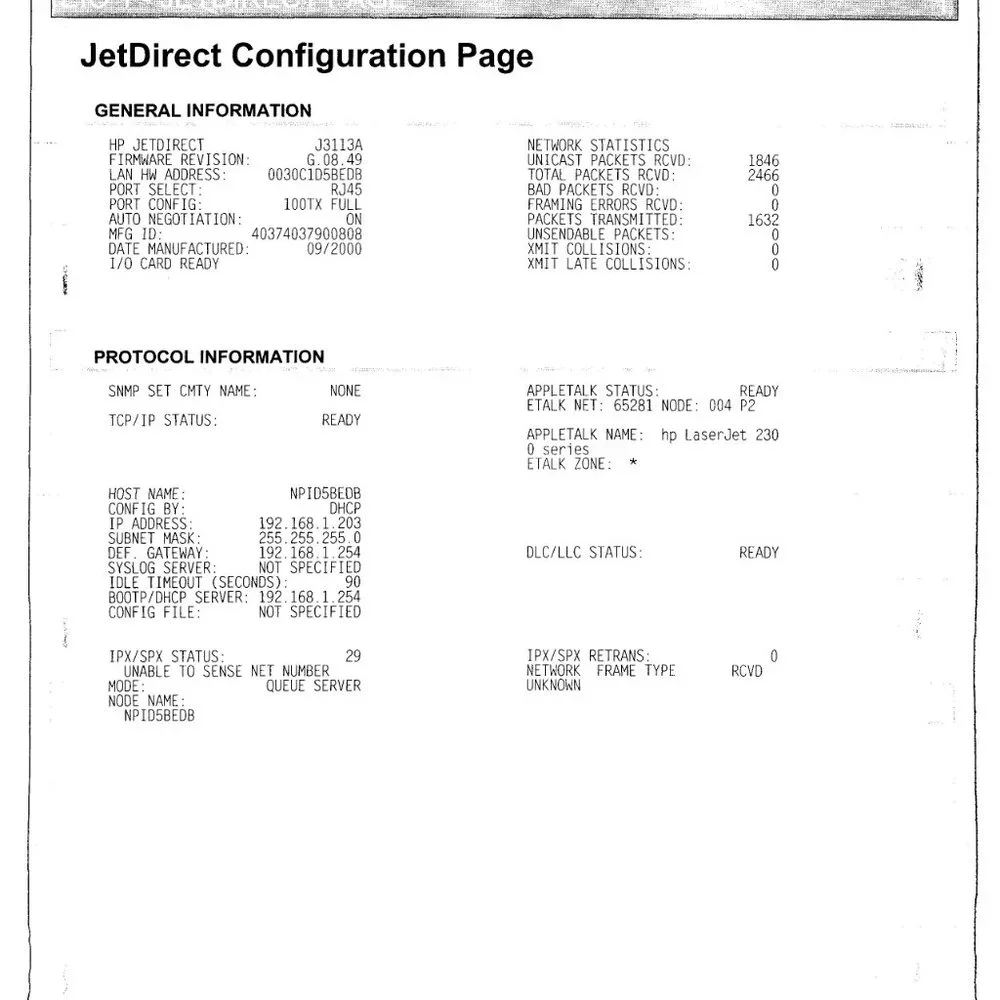 HP JetDirect 600N Print Server J3113A | J3113-60002 | DOM 09/2000 USED